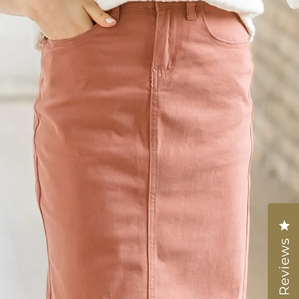 Denim Remi Midi Skirt, NEW